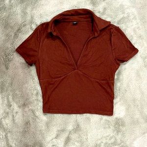 Brown deep v crop top (never worn)